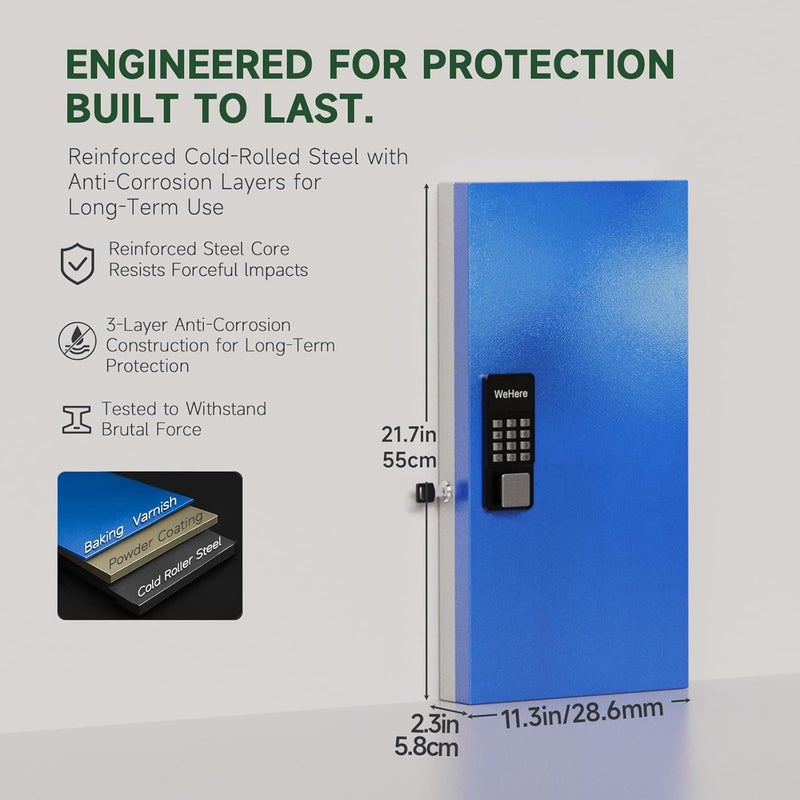 WeHere 48 Key Lock Box Wall Mount, APP Bluetooth/OTP/Wi-Fi Remote/Fixed Code/Key Unlock, Smart Key Cabinet Organizer Holder Box, Key Management for Apartment, Hotel, Office, House - Image 2